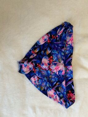 Tropical Floral Bikini Bottoms in Navy with Pink Accents